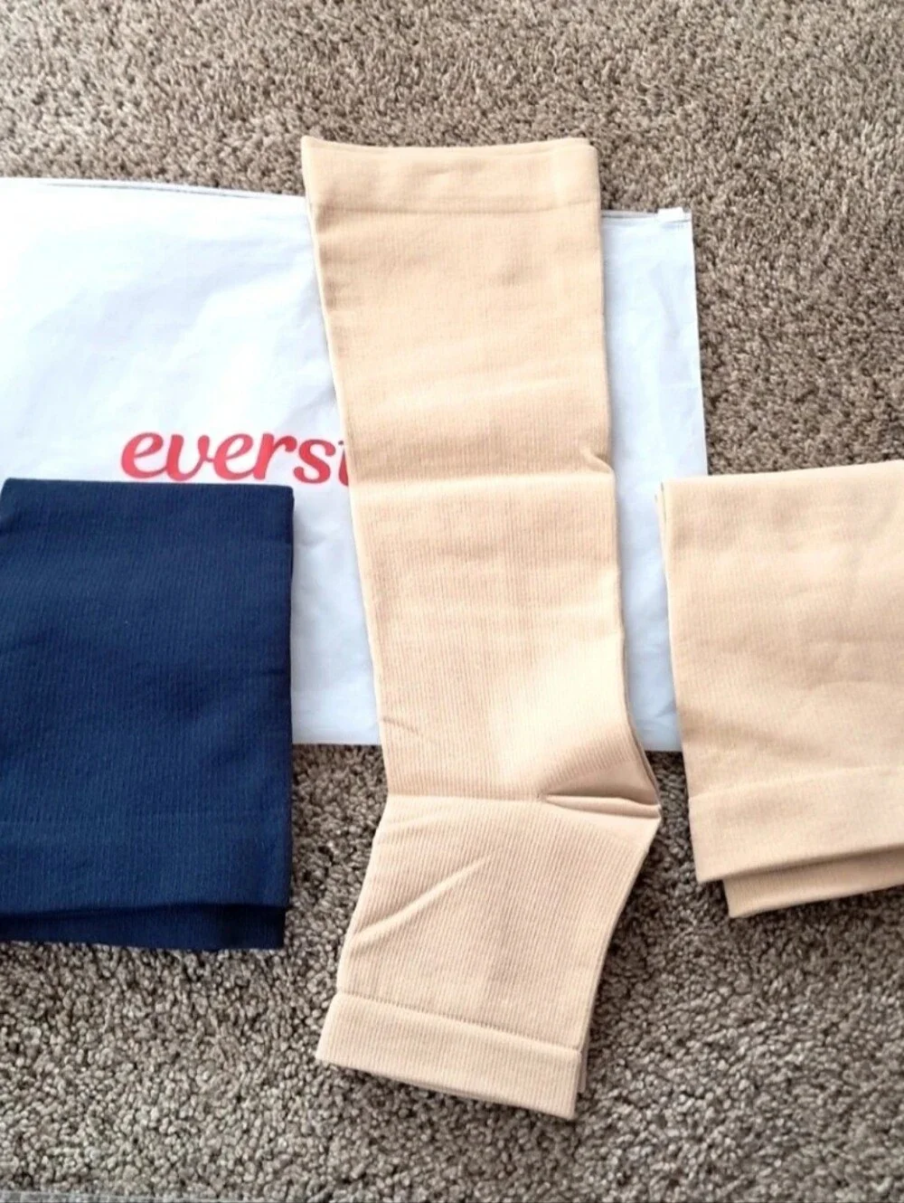 Womens Everstride Wide Calf Nylon Compression Socks XL 4 Pair Beige Black Navy